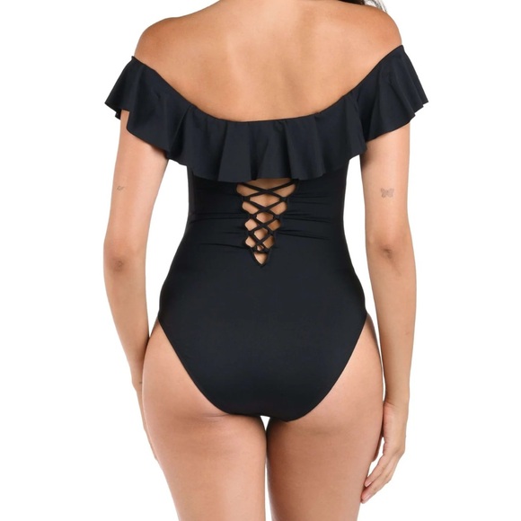 La Blanca Standard Island Goddess Off Shoulder Ruffle One Piece Swimsuit NWOT - Picture 8 of 11